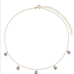 Choker with dangel rainbow flower ,dainty choker n